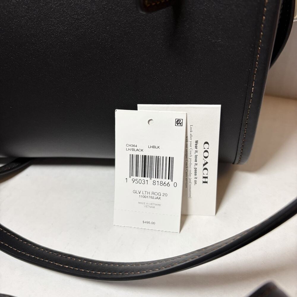 Coach Rogue 20 Black Glovetanned Leather Satchel Top Handle W/ Tags & Dust Bag - Picture 4 of 14